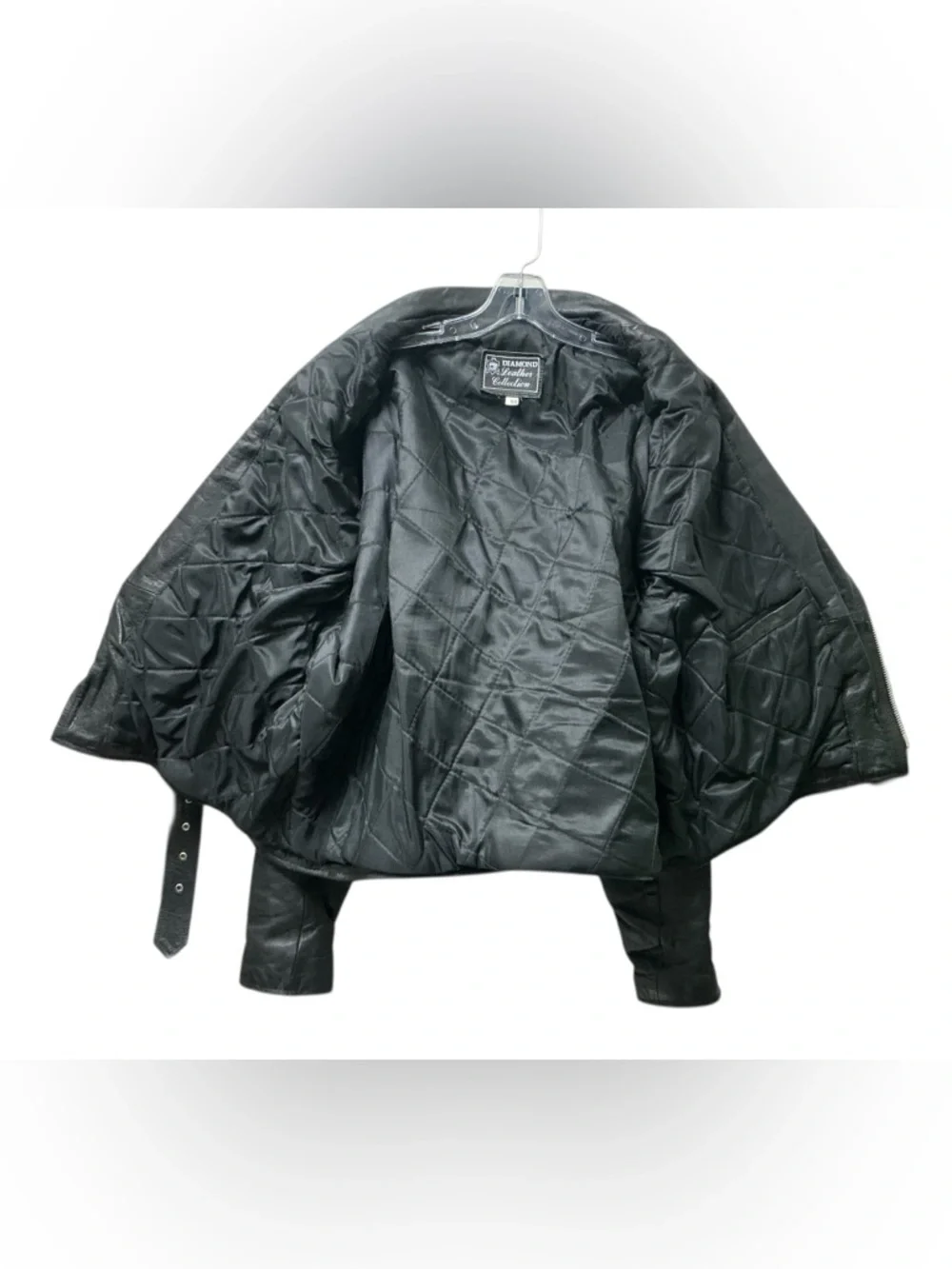 🏍️Vintage Diamond Leather Collection Biker Jacket with Silver Hardware